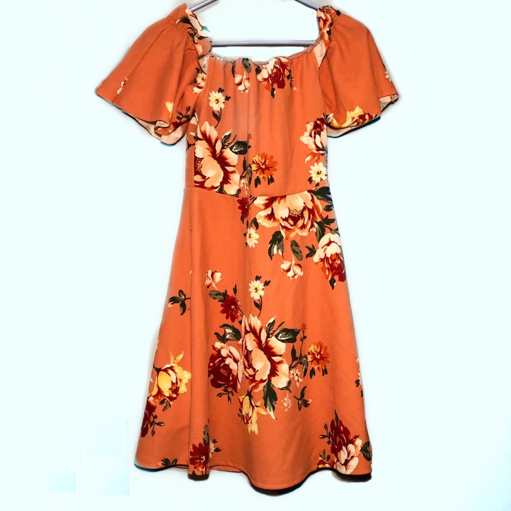 Almost Famous Off The Shoulder Peach Dres